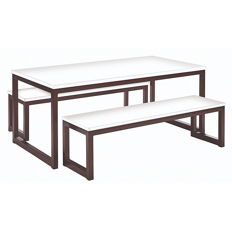 Antique Hoop Leg Dining Table and Bench Set - Office Furniture