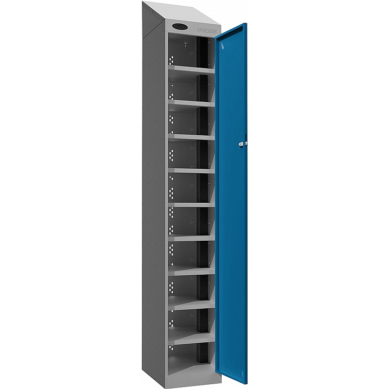 Stellar PowerBox Probe 10 Compartment Sloping Top Laptop and Tablet Charging Cupboard with Manual Combination Lock - Lockers & Cloakroom