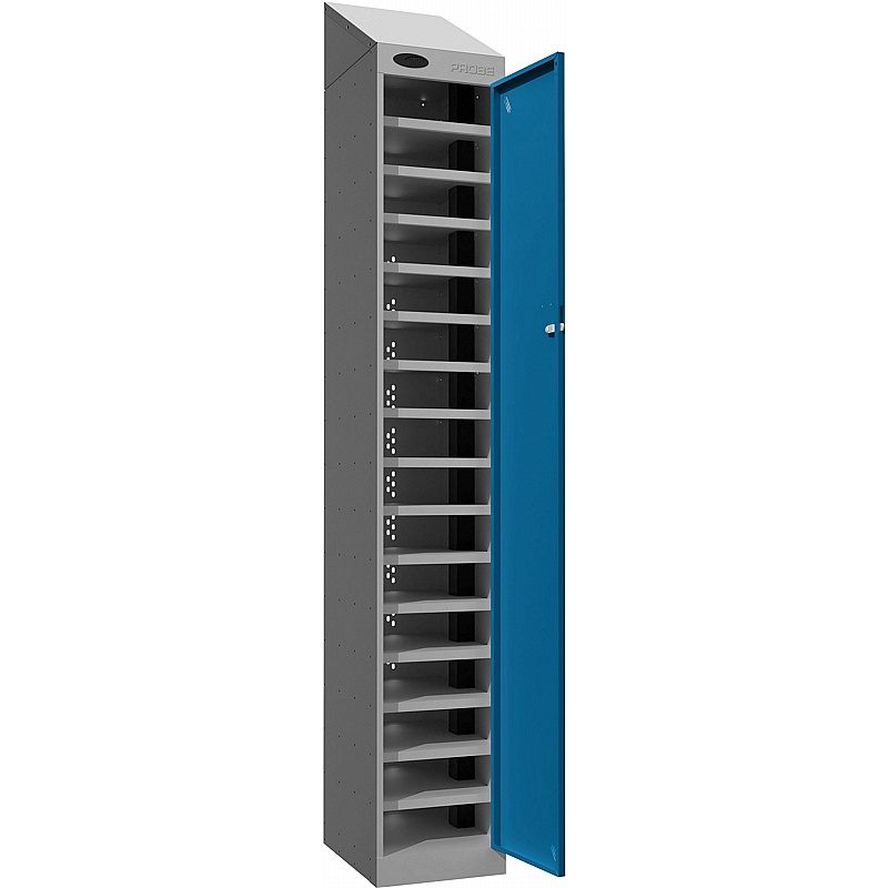Stellar PowerBox Probe 16 Compartment Sloping Top Laptop and Tablet Charging Cupboard with Cam Lock - Lockers & Cloakroom