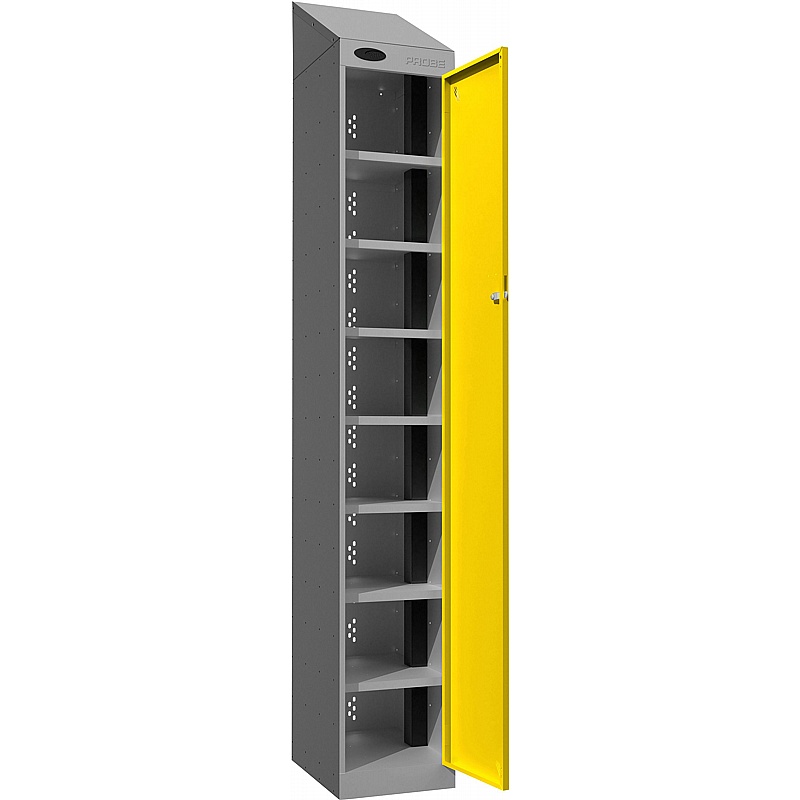 Stellar PowerBox Probe Equinox 8 Compartment Sloping Top Laptop and Tablet Charging Cupboard with Hasp and Staple Lock - Lockers & Cloakroom