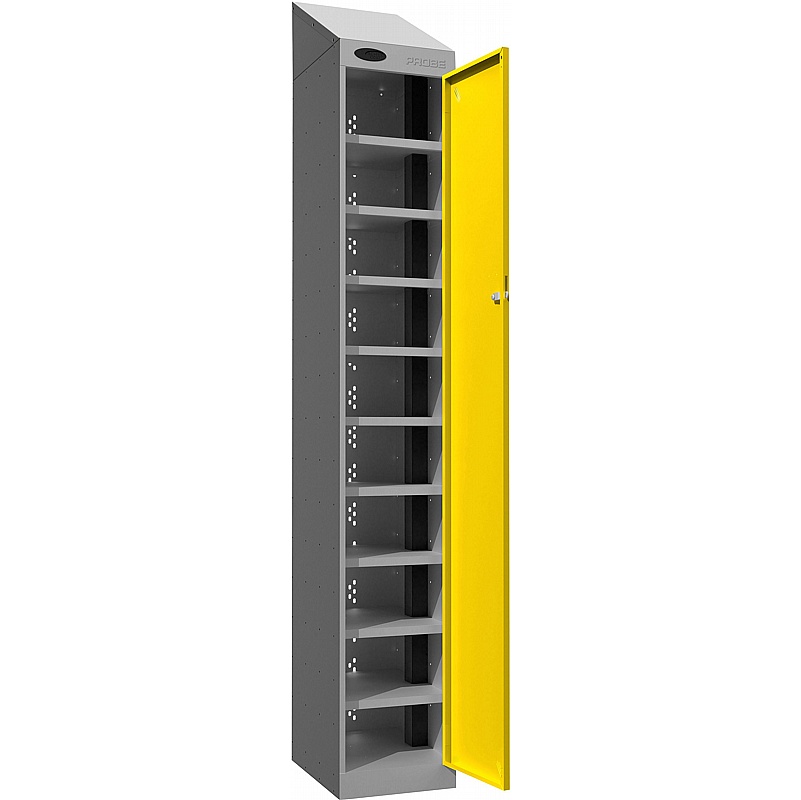 Stellar PowerBox Probe Equinox 10 Compartment Sloping Top Laptop and Tablet Charging Cupboard with Cam Lock - Lockers & Cloakroom