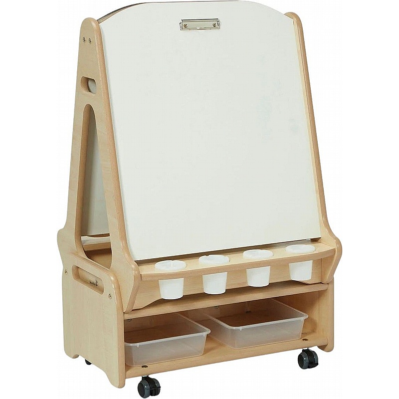 Arts and Design Mobile Double Sided 2 Station Easel with Low Storage Trolley - Education