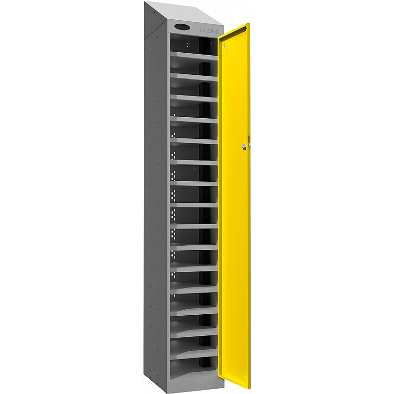 Stellar PowerBox Probe Equinox 16 Compartment Sloping Top Laptop and Tablet Charging Cupboard with Manual Combination Lock - Lockers & Cloakroom