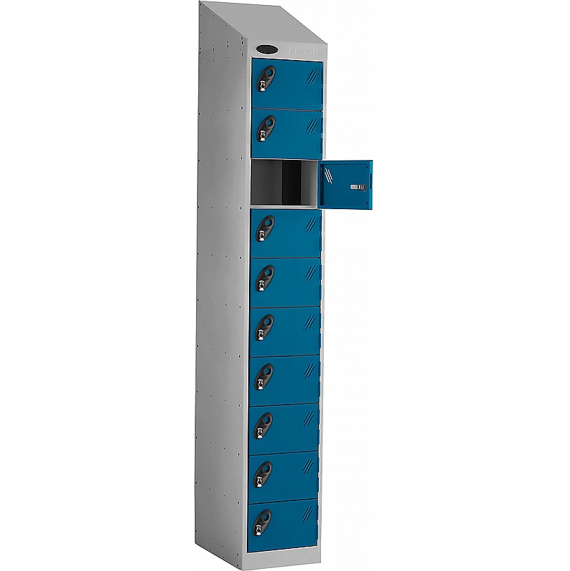 PowerBox Probe 10 Compartment Sloping Top Laptop and Tablet Charging Lockers with Hasp and Staple Lock - Lockers & Cloakroom