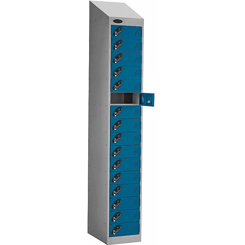 PowerBox Probe 16 Compartment Sloping Top Laptop and Tablet Charging Lockers with Hasp and Staple Lock - Lockers & Cloakroom