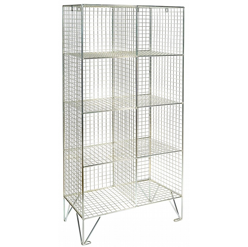 Ventra Premium 8 Person Wire Mesh Personal Effects Open Storage Compartments - Lockers & Cloakroom