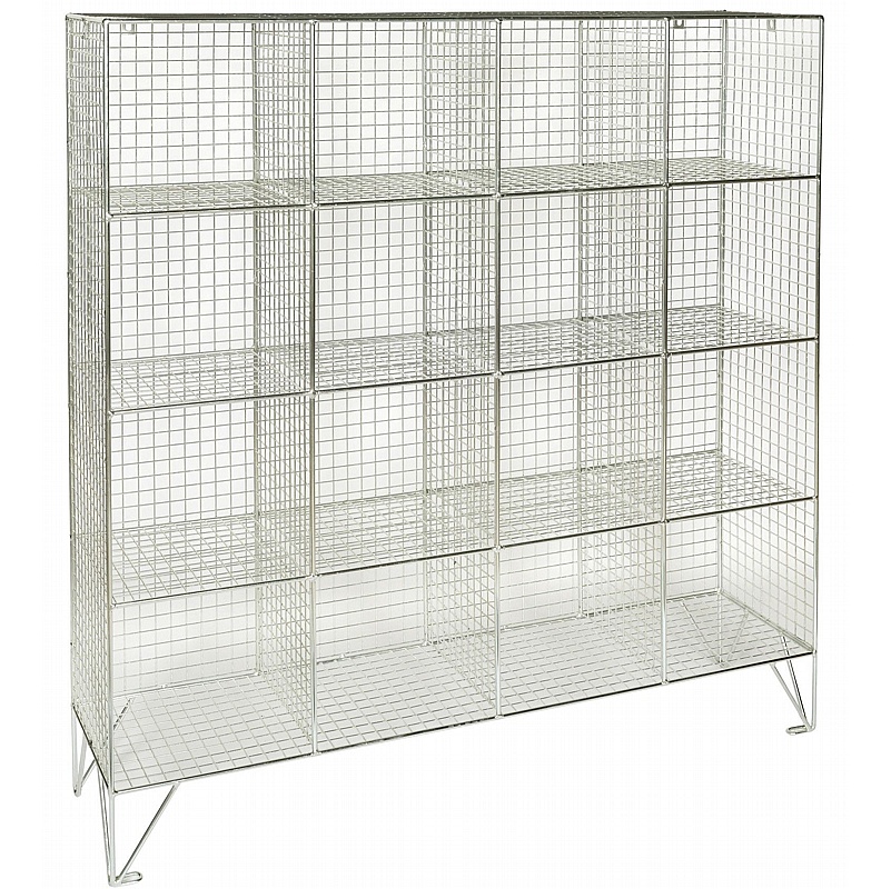 Ventra Premium 16 Person Wire Mesh Personal Effects Open Storage Compartments - Lockers & Cloakroom
