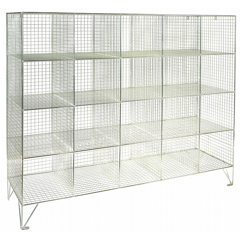 Ventra Premium 20 Person Wire Mesh Personal Effects Open Storage Compartments - Lockers & Cloakroom