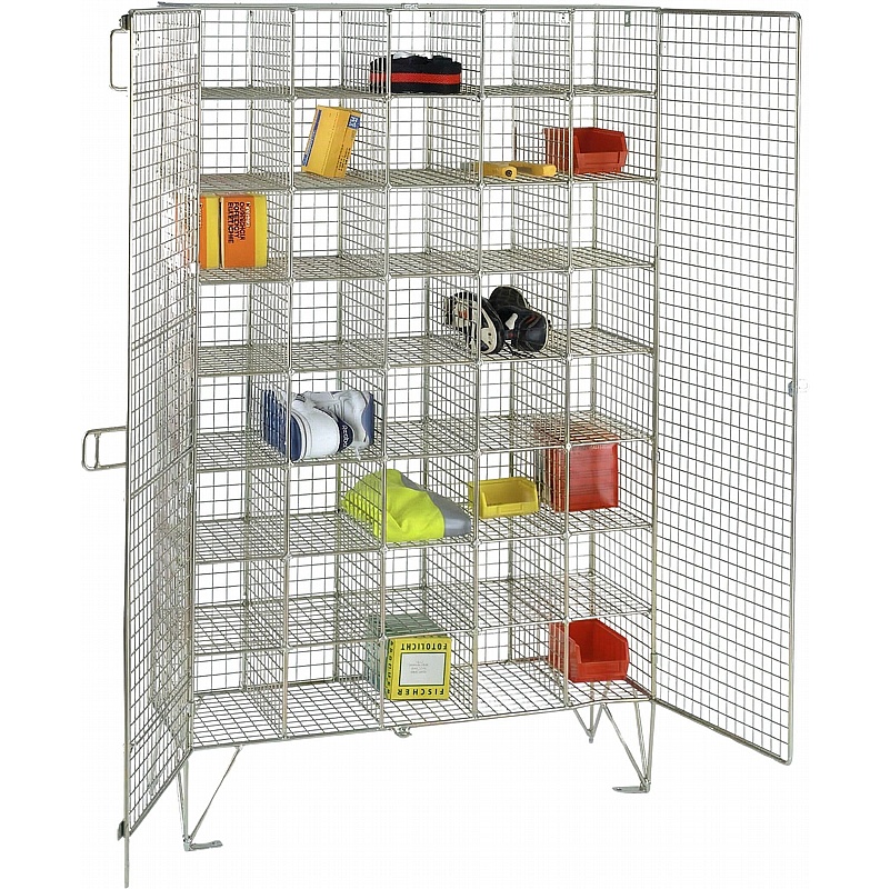 Ventra Premium 40 Person Wire Mesh Personal Effects Double Door Lockers - Lockers & Cloakroom