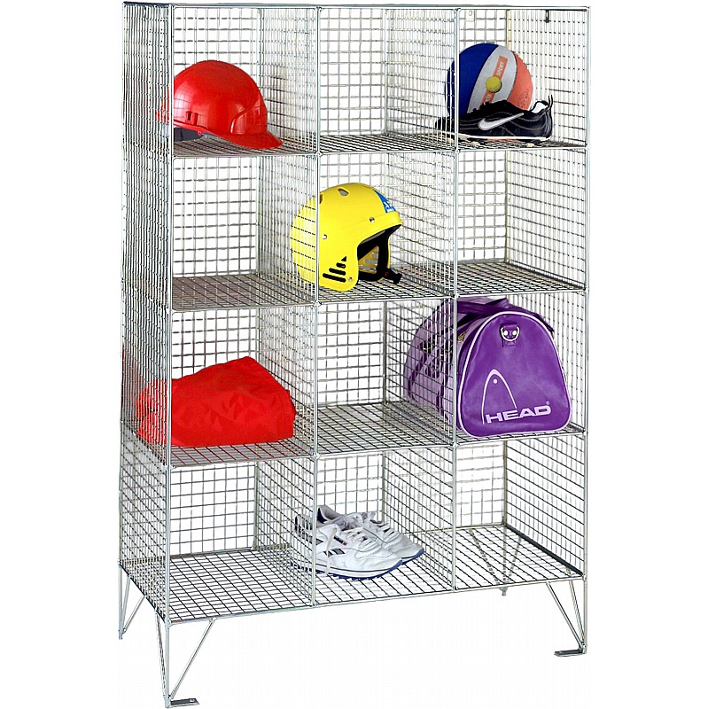Ventra Premium 12 Person Wire Mesh Personal Effects Open Storage Compartments - Lockers & Cloakroom