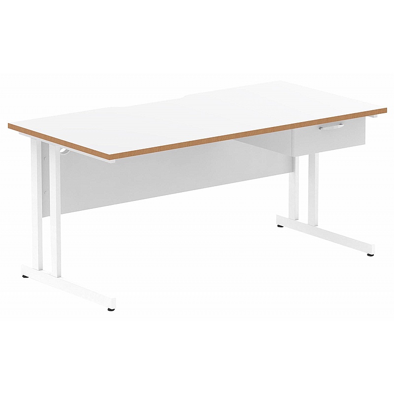 Oslo Rectangular Cantilever Office Desks With Single Fixed Drawers - Office Furniture