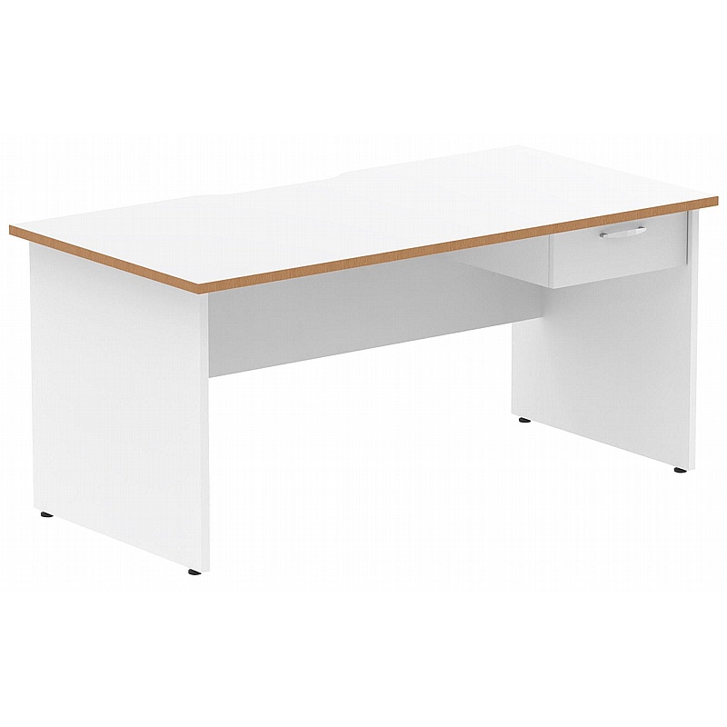 Oslo Rectangular Panel End Office Desks With Single Fixed Drawers - Office Furniture