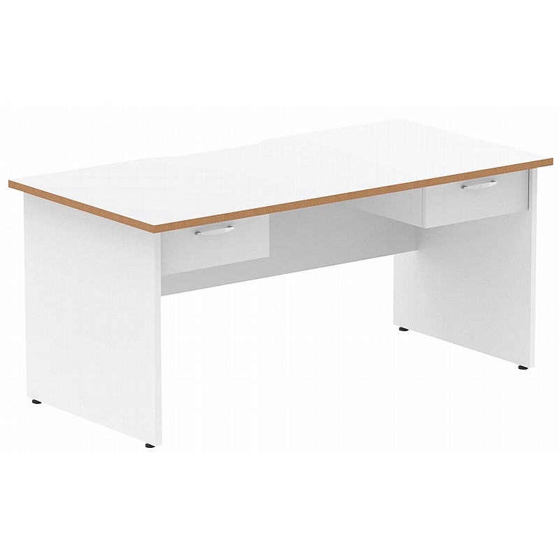 Oslo Rectangular Panel End Office Desks With Double Fixed Drawers - Office Furniture