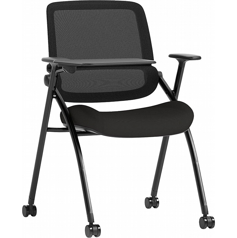 Capra Mesh Folding Meeting and Conference Chair with Writing Tablet - Office Furniture