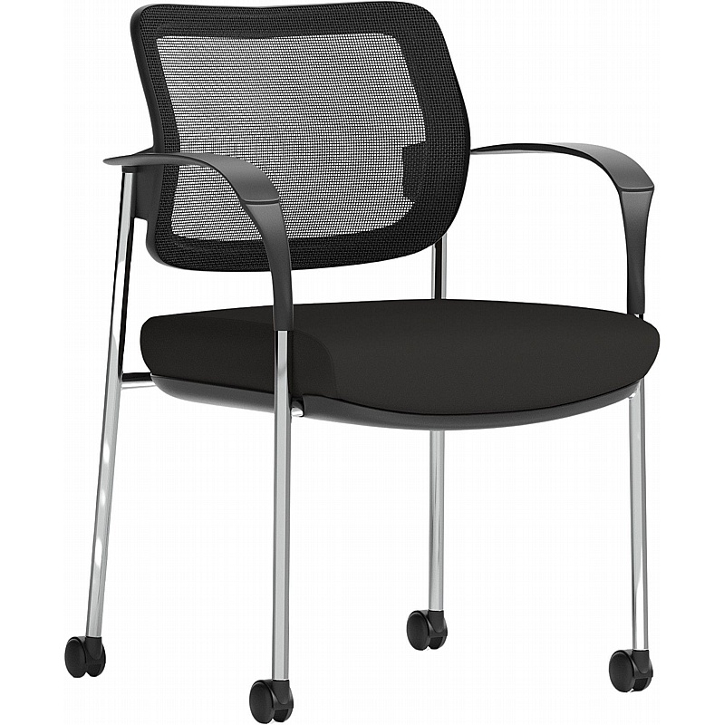 Brunswick Deluxe Chrome Frame Mesh Back Mobile Conference Chair - Office Furniture