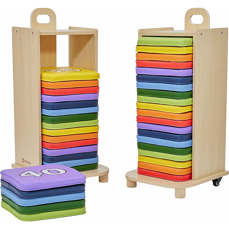 Rainbow Number Seat Cushions and Storage Racks - Education