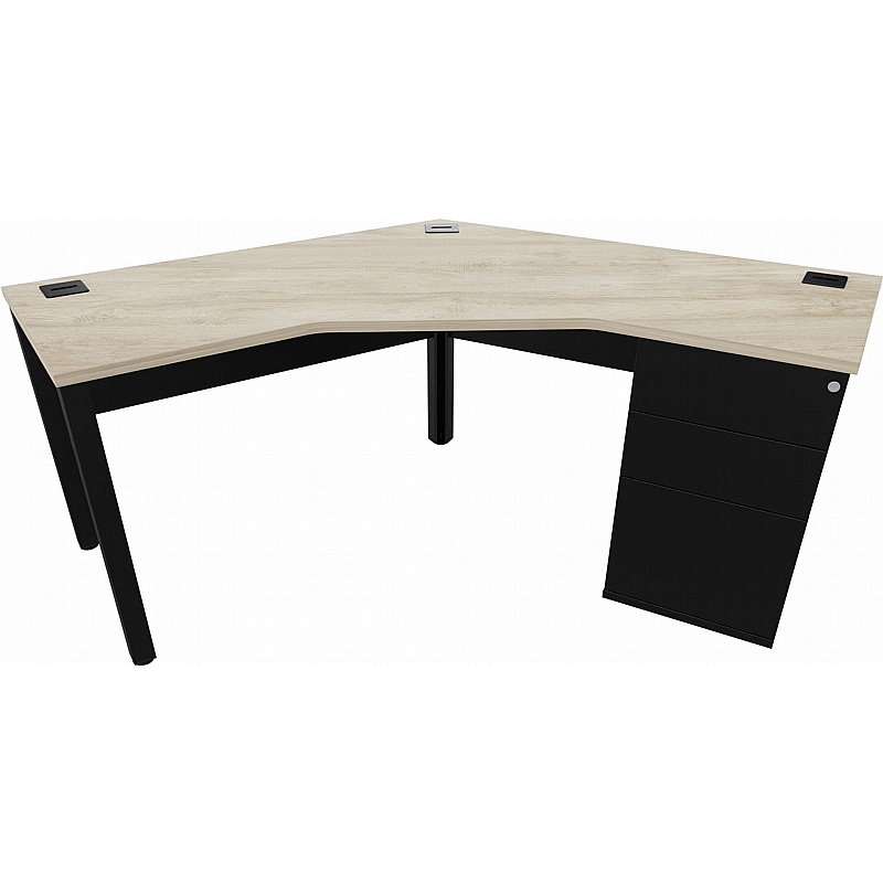 Analog Duo 120 Degree Segment Office Desks with Pedestal - Office Furniture