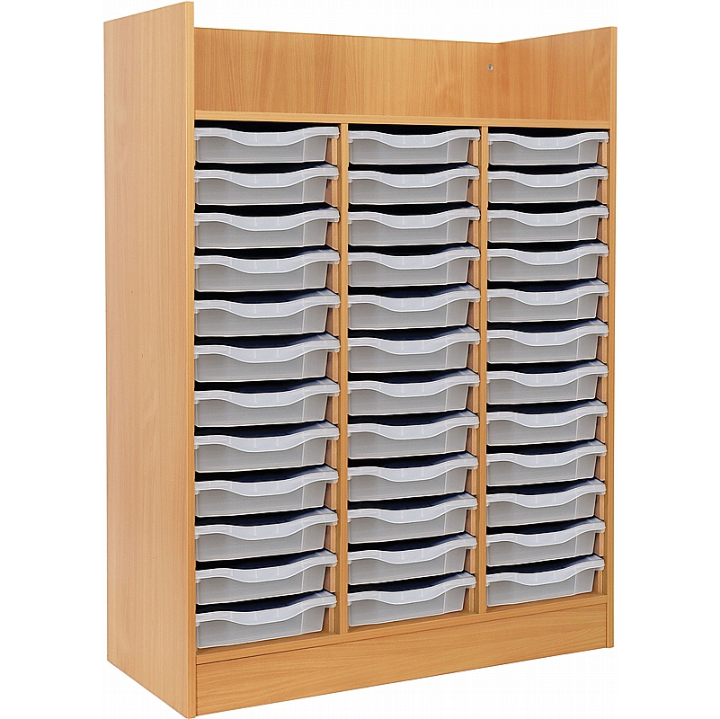 Classic Triple Column 36 Tray Shallow Storage with Shelf - Education