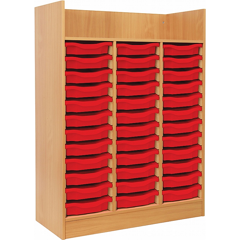 UltraBrite Triple Column 36 Tray Shallow Storage with Shelf - Education