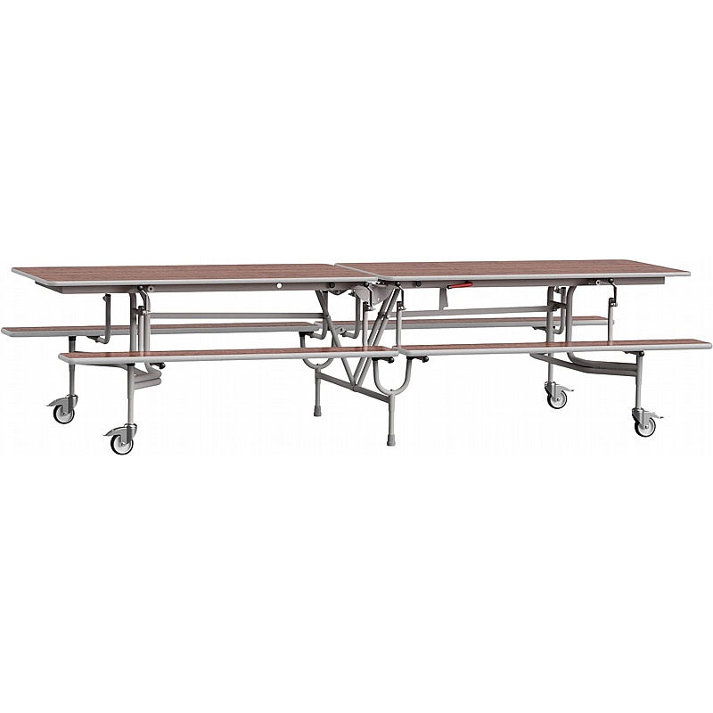 GoRoll 12 Seat Rectangular Mobile Folding School Dining Table with Benches - Education
