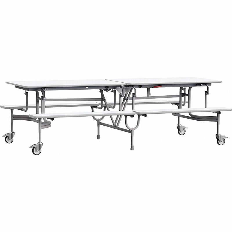 GoRoll 8 Seat Rectangular Mobile Folding School Dining Table with Benches - Education