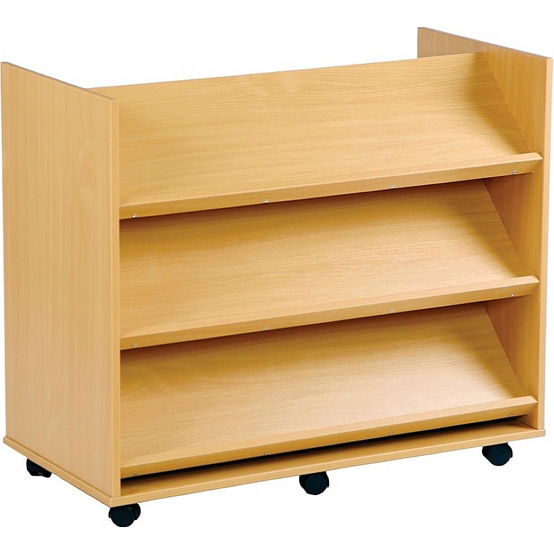 Biblio Double Sided Mobile Library 6 Angled Shelf Storage - Education