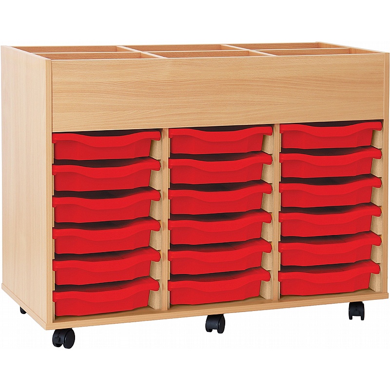Biblio UltraBrite 6 Bay Kinderbox Storage with 18 Single Trays - Education
