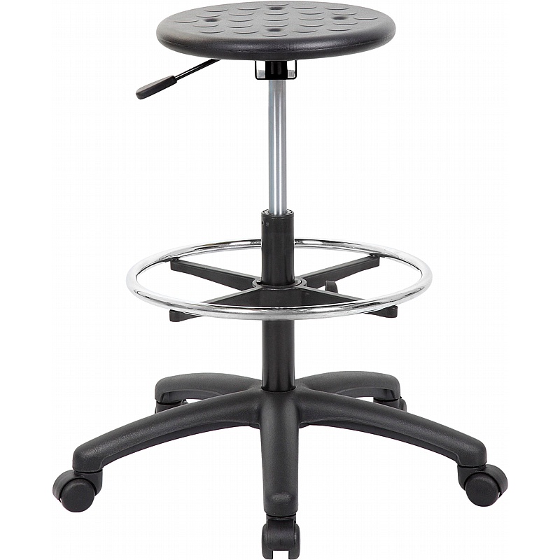 Integra Industrial Poly Work Stool with Wheels or Glides - Workshop