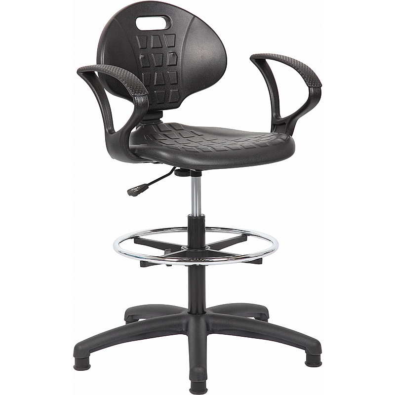 ProLab Industrial Poly Draughtsmans Chair with Arms - Workshop