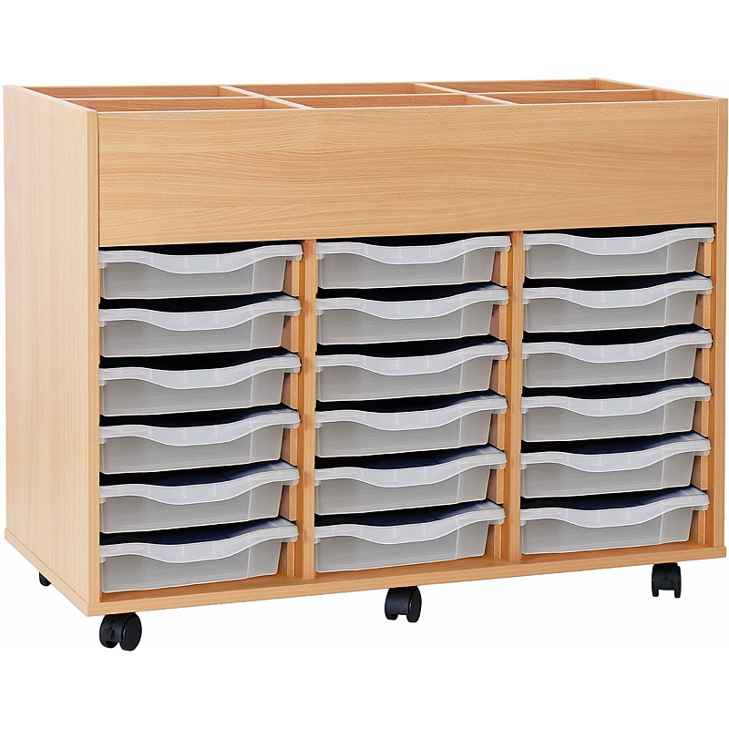Biblio Classic 6 Bay Kinderbox Storage with 18 Single Trays - Education