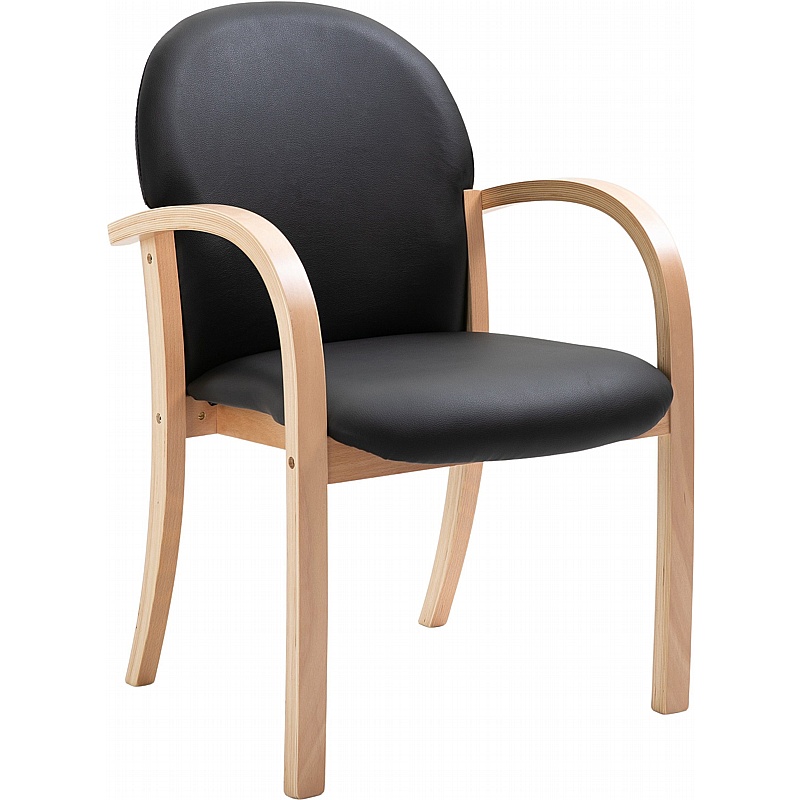 Lincoln Wooden Frame Anti Bacterial Vinyl Reception Waiting Room Chairs with Arms - Office Furniture