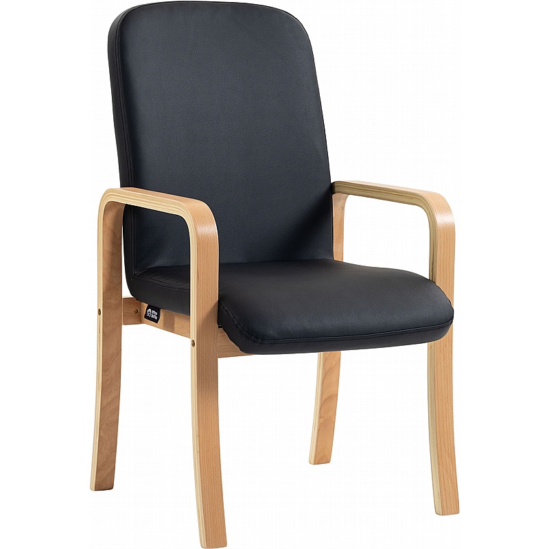 Oxford Wooden Frame Anti Bacterial Vinyl Reception Waiting Room Chair with Arms - Office Furniture