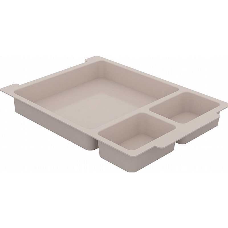 Gratnells Shallow Dove Grey Moulded Tray Insert - 1 Large, 2 Small Sections - Pack of 50 - Education