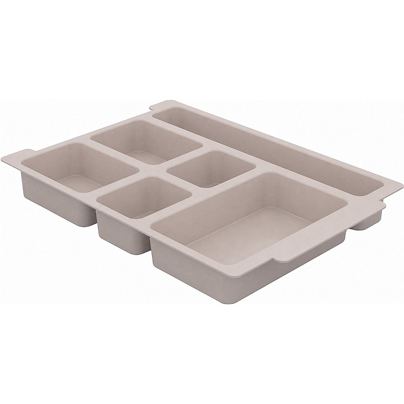 Gratnells Shallow Dove Grey Moulded Tray Insert - 6 Office Sections - Education