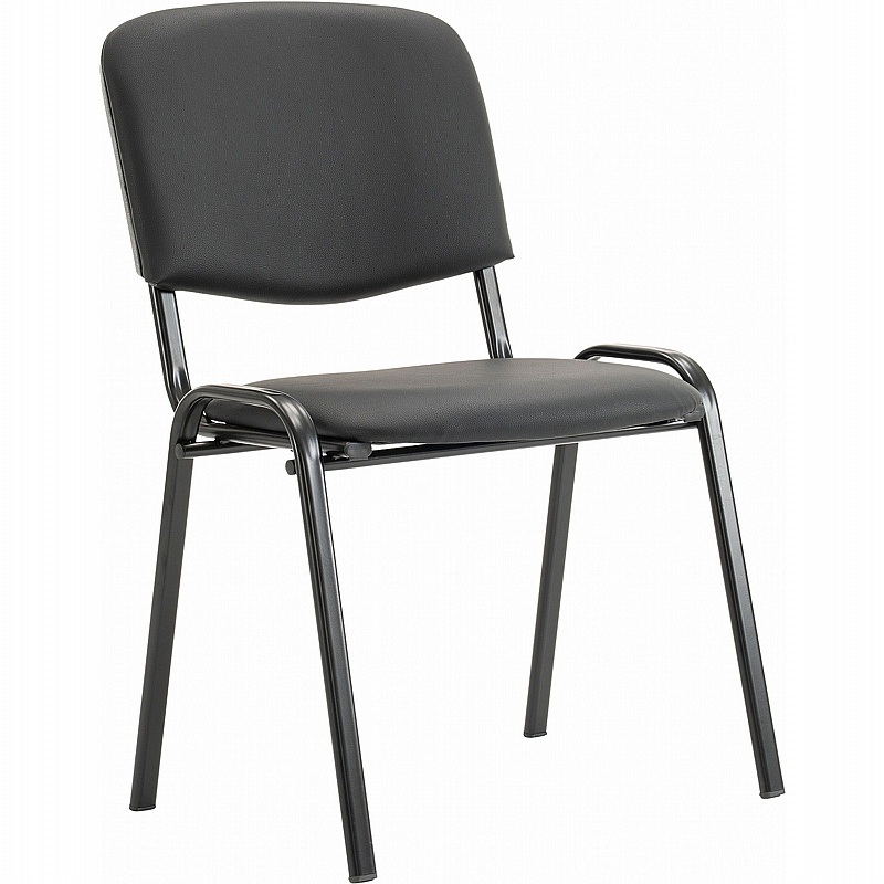 Swift ISO Antibacterial Vinyl Black Frame Stacking Conference / Visitor Chairs (Pack of 4) - Office Furniture