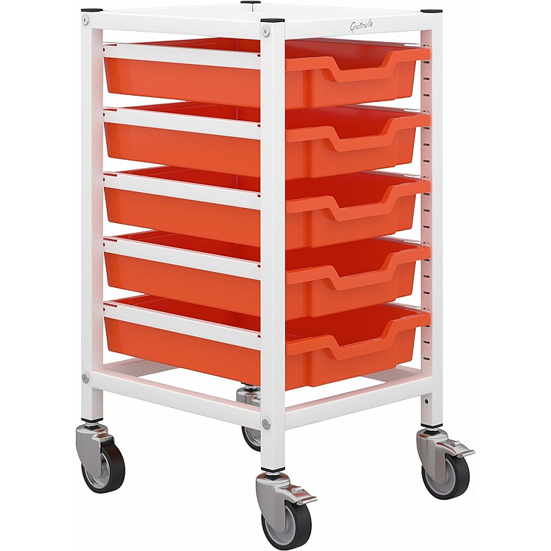 Gratnells Science Single Column Under Bench 5 Shallow Tray Mobile Storage Frame - Education
