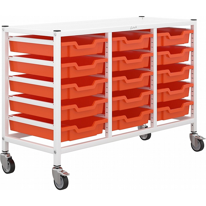 Gratnells Science Triple Column Under Bench 15 Shallow Tray Mobile Storage Frame - Education