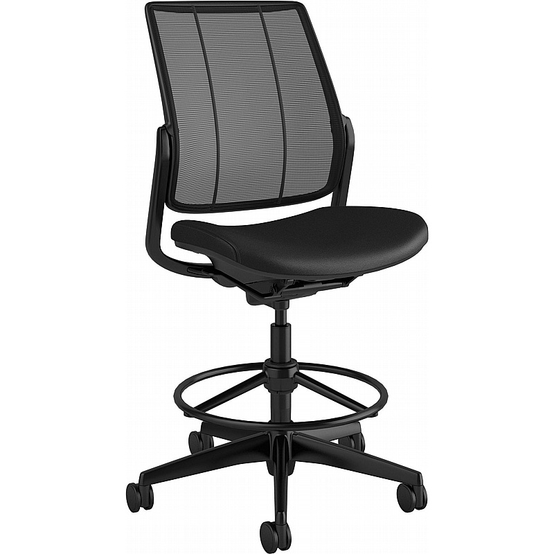Humanscale Diffrient Smart Mesh and Leather Draughtsman Chair - Office Furniture