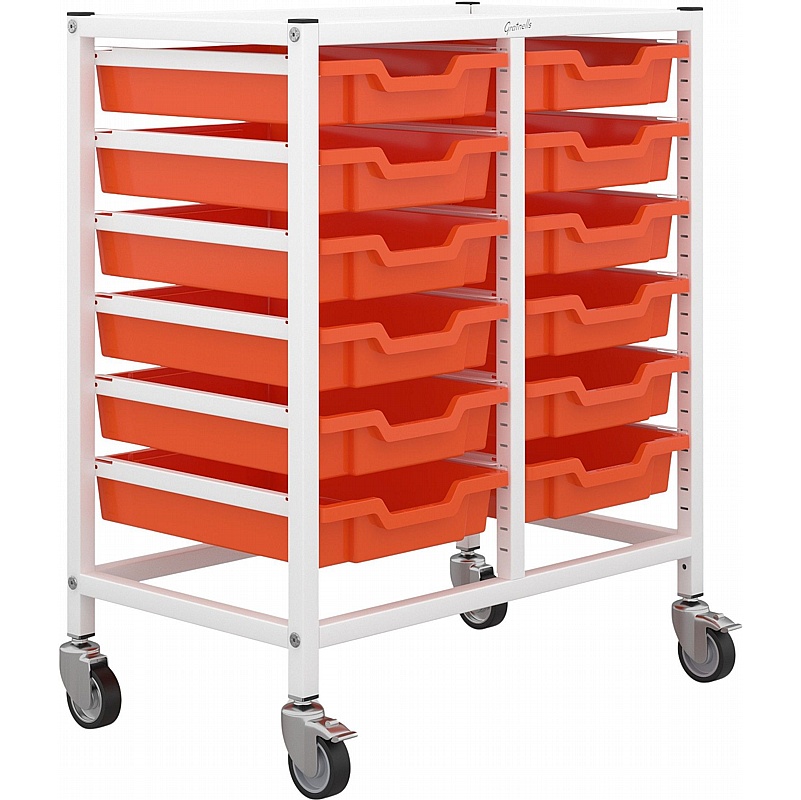Gratnells Science Double Column 12 Shallow Tray Mobile Storage Frame - Education