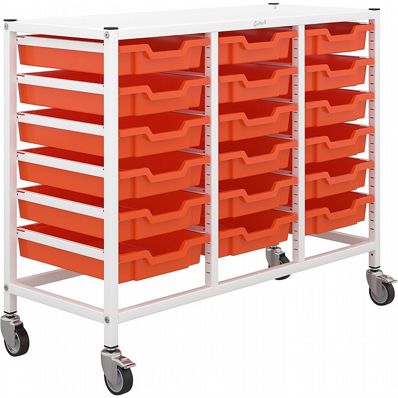 Gratnells Science Triple Column 18 Shallow Tray Mobile Storage Frame - Education