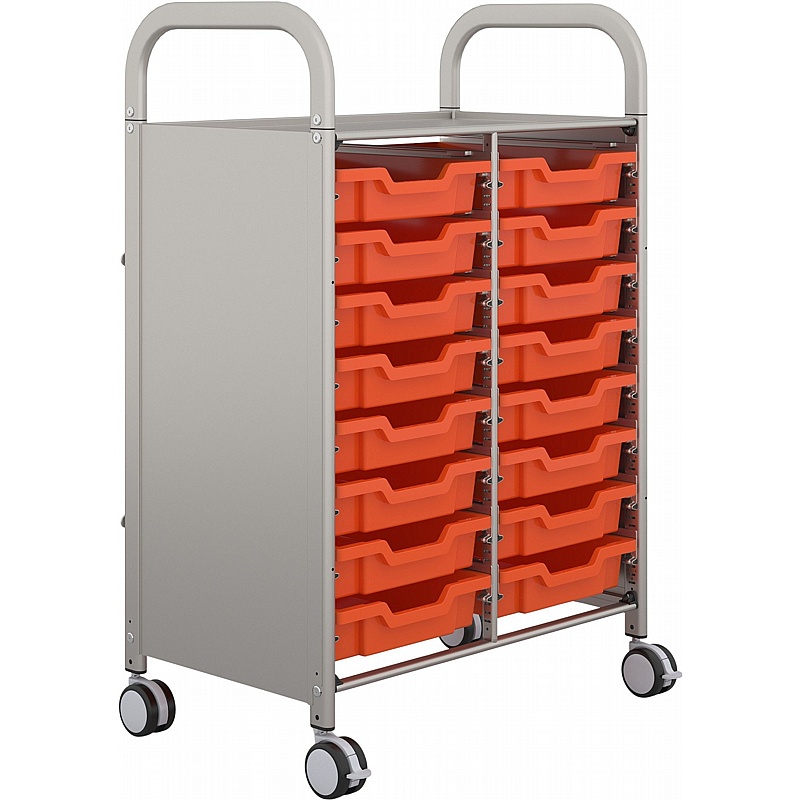 Gratnells Callero Mobile Double Column 16 Shallow Tray Storage - Education