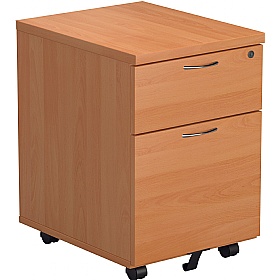 Office Essentials Wooden 2 Drawer Low Under Desk Mobile Pedestals