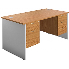 Panel Plus Rectangular Office Desks with Double Fixed Drawers