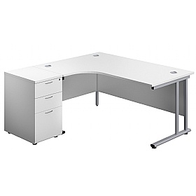 Interface Ergonomic Radial Office Desks with Desk End Drawers