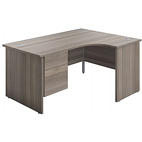 Ventura Ergonomic Radial Office Desks with Fixed Drawers