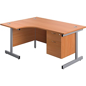 Ratio Ergonomic Radial Office Desks With Single Fixed Drawers