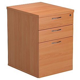 Office Essentials Wooden 3 Drawer High Under Desk Mobile Pedestals - Office Furniture
