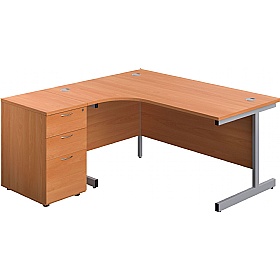 Ratio Ergonomic Radial Office Desks with Desk End Drawers