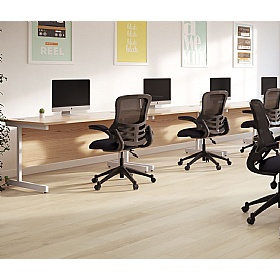 Ratio Rectangular Office Desks With Single Fixed Drawers - Office Furniture