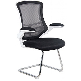 Luna White Medium Back Mesh Cantilever Visitor Chairs